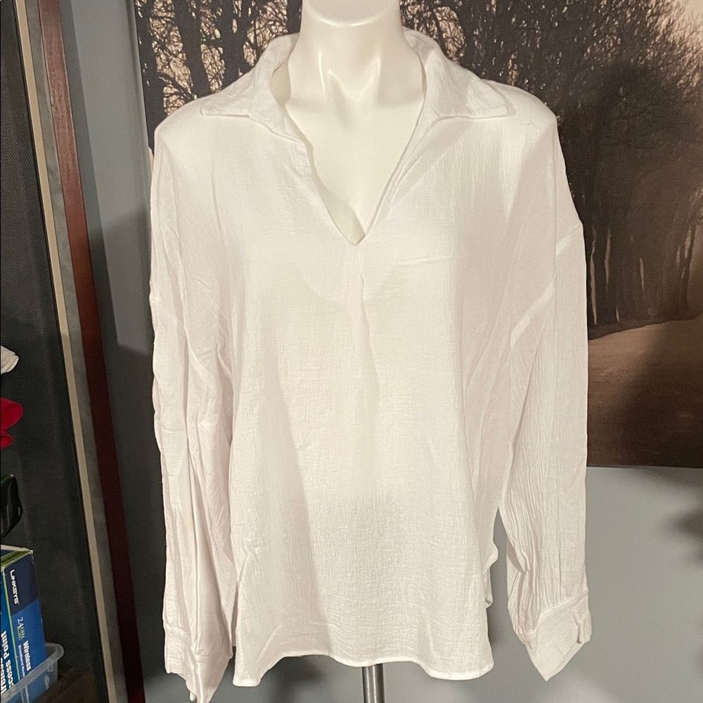 Yana K Classic White Collared Shirt - M